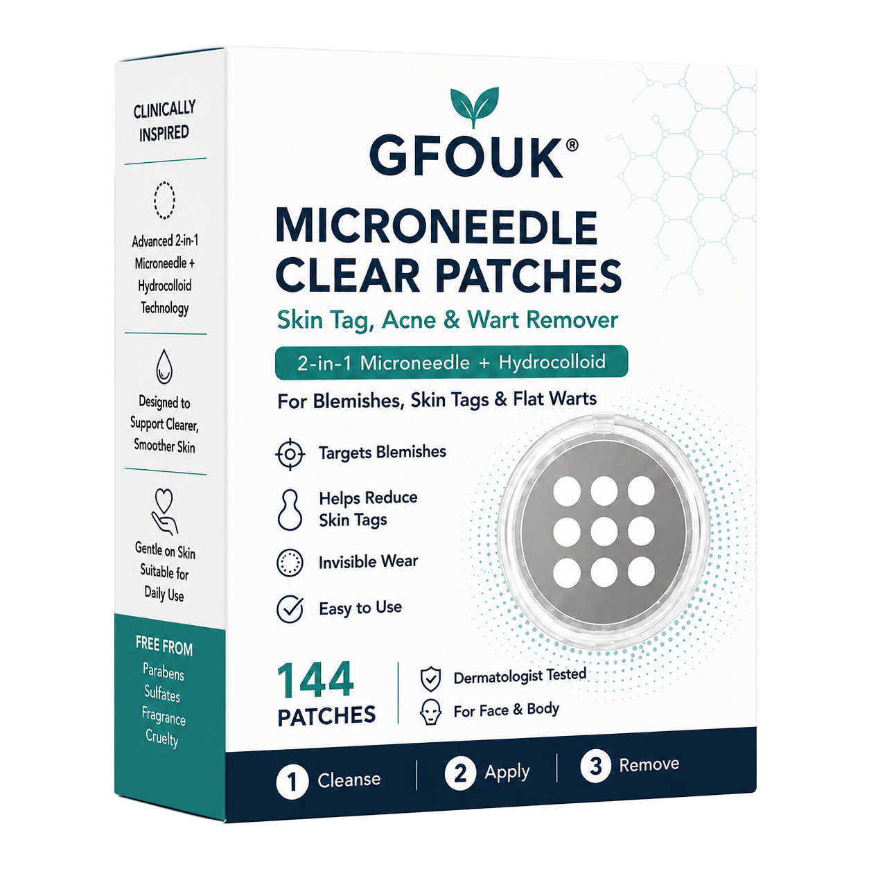 ✨2-in-1 Microneedle & Hydrocolloid Patch🍀| Removes Raised Moles, Acne, Flat Warts & Skin Tags | Helps Improve Wrinkles, Scars & Blemishes | Invisible Patches for Face & Body