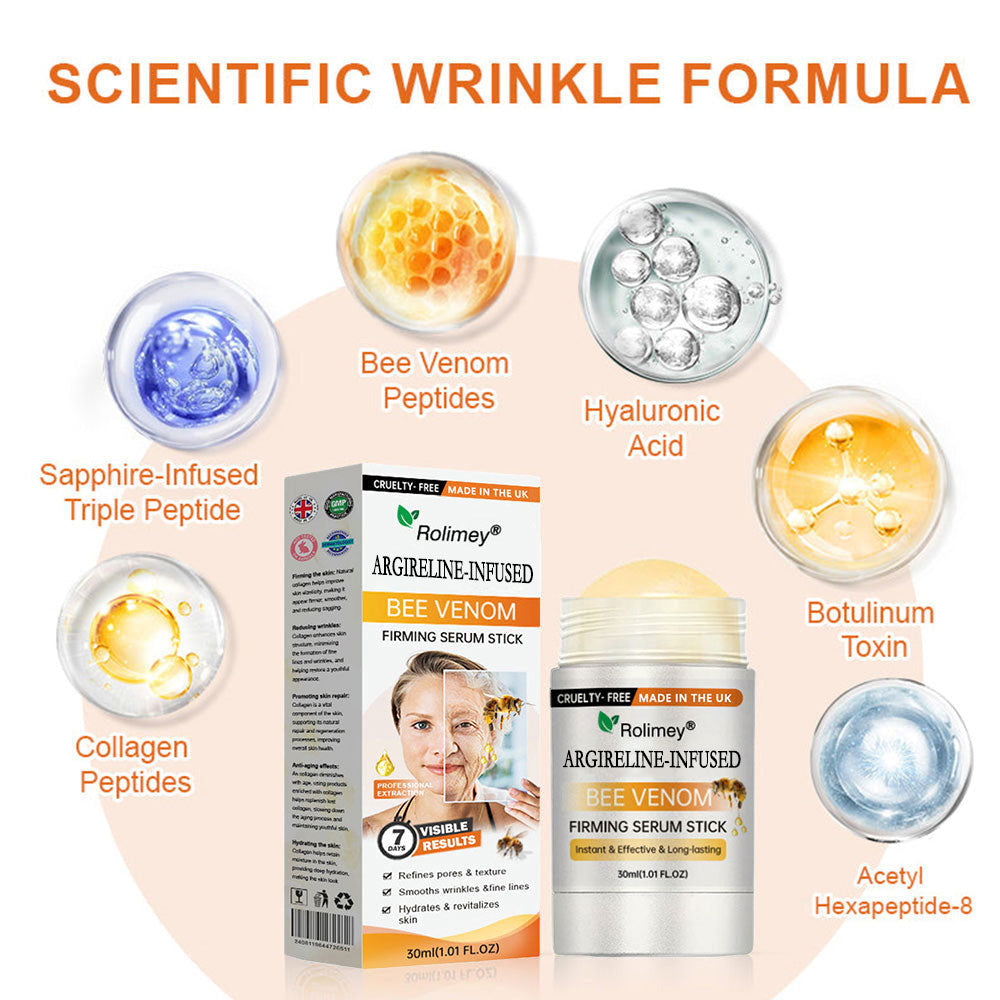 💫Made and Shipped from UK🇬🇧 Rolimey® Argireline-infused Bee Venom Firming Serum Stick(⏳LAST DAY 70% OFF)✨