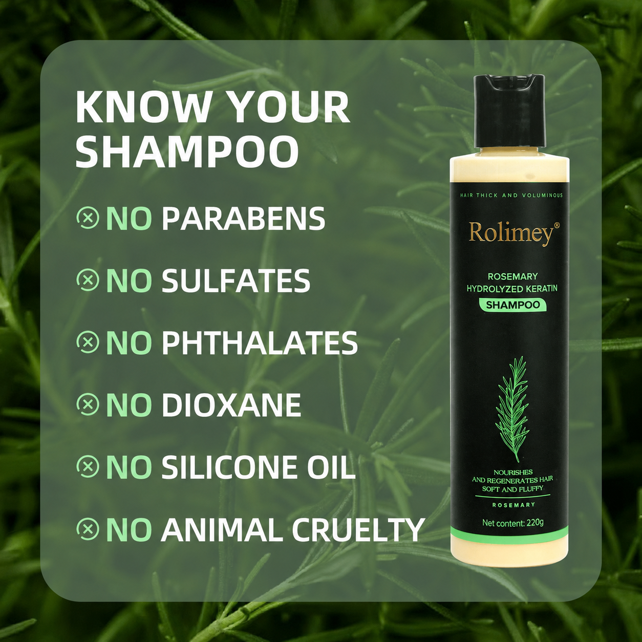 Rolimey® Rosemary Shampoo | Hair Growth & Anti-Dandruff Scalp Treatment