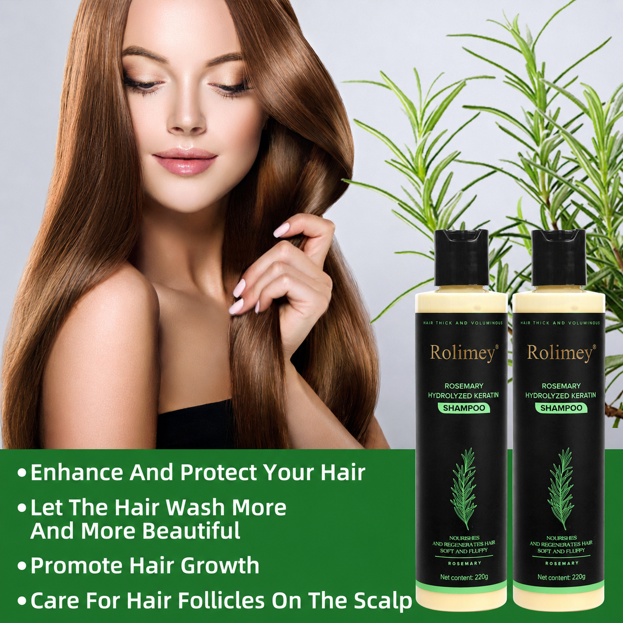 Rolimey® Rosemary Shampoo | Hair Growth & Anti-Dandruff Scalp Treatment