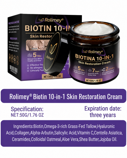 Product shipped from the UK ✨ Rolimey® Biotin 10-in-1 Skin Restoration Cream 🍀