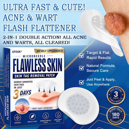 ⚡GFOUK® 2026 Newly Upgraded 2-in-1 Microneedle Hydrocolloid Patches | Removes Raised Moles, Acne, Flat Warts, and Skin Tags | Improves Wrinkles, Scars, and Blemishes | Invisible Acne Patches for Face & Body