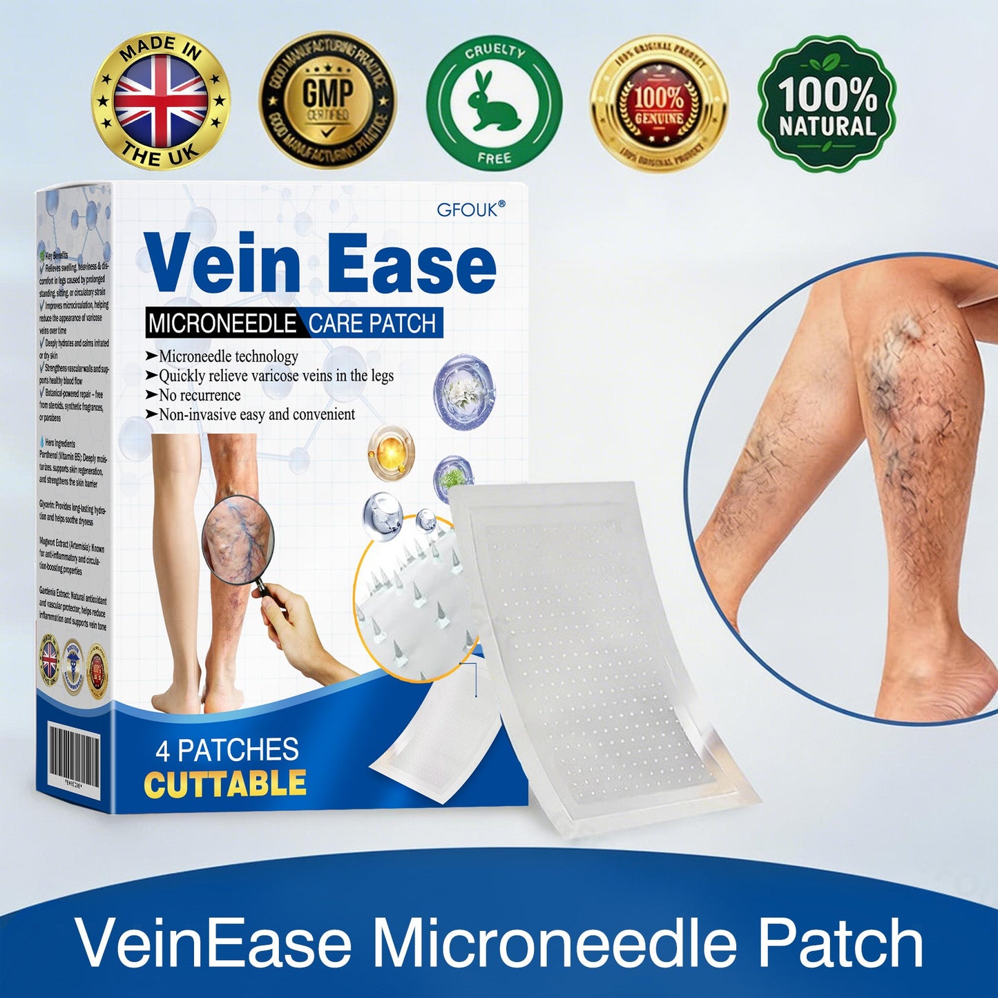 🇬🇧👨‍⚕️🔥GFOUK® VeinEase Microneedle Care Patch⚡Instant Relief, Long-Term Results