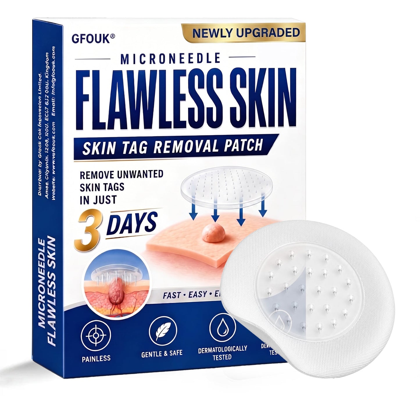 ⚡GFOUK® 2026 Newly Upgraded 2-in-1 Microneedle Hydrocolloid Patches | Removes Raised Moles, Acne, Flat Warts, and Skin Tags | Improves Wrinkles, Scars, and Blemishes | Invisible Acne Patches for Face & Body