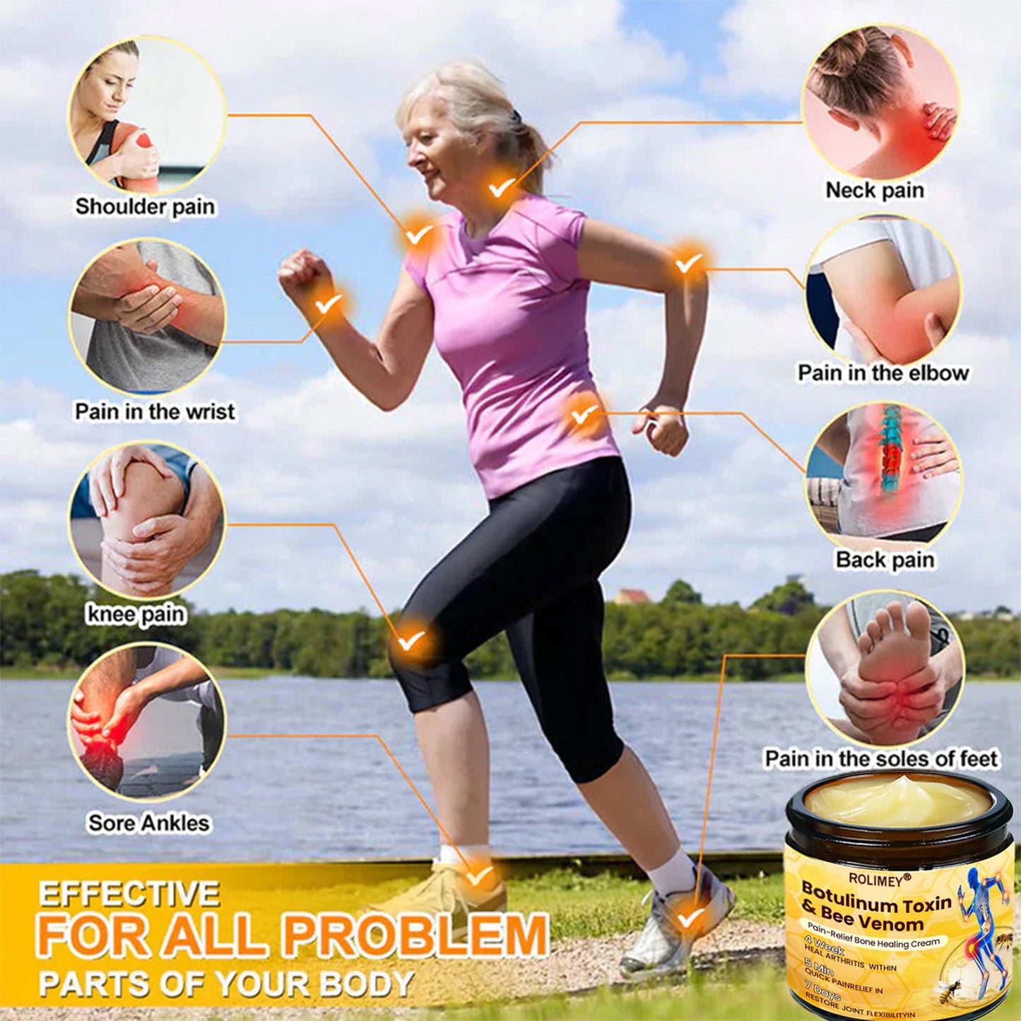 👨‍⚕️Official Shop:Rolimey® Bee Venom Pain Relief Bone Healing Cream 👨‍⚕️(Reduction of joint swelling, pain, stiffness, redness, heat, muscle soreness and joint fatigue)