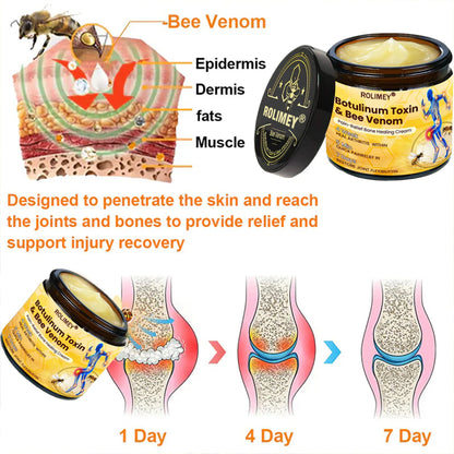 👨‍⚕️Official Shop:Rolimey® Bee Venom Pain Relief Bone Healing Cream 👨‍⚕️(Reduction of joint swelling, pain, stiffness, redness, heat, muscle soreness and joint fatigue)
