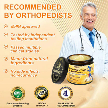 👨‍⚕️Official Shop:Rolimey® Bee Venom Pain Relief Bone Healing Cream 👨‍⚕️(Reduction of joint swelling, pain, stiffness, redness, heat, muscle soreness and joint fatigue)