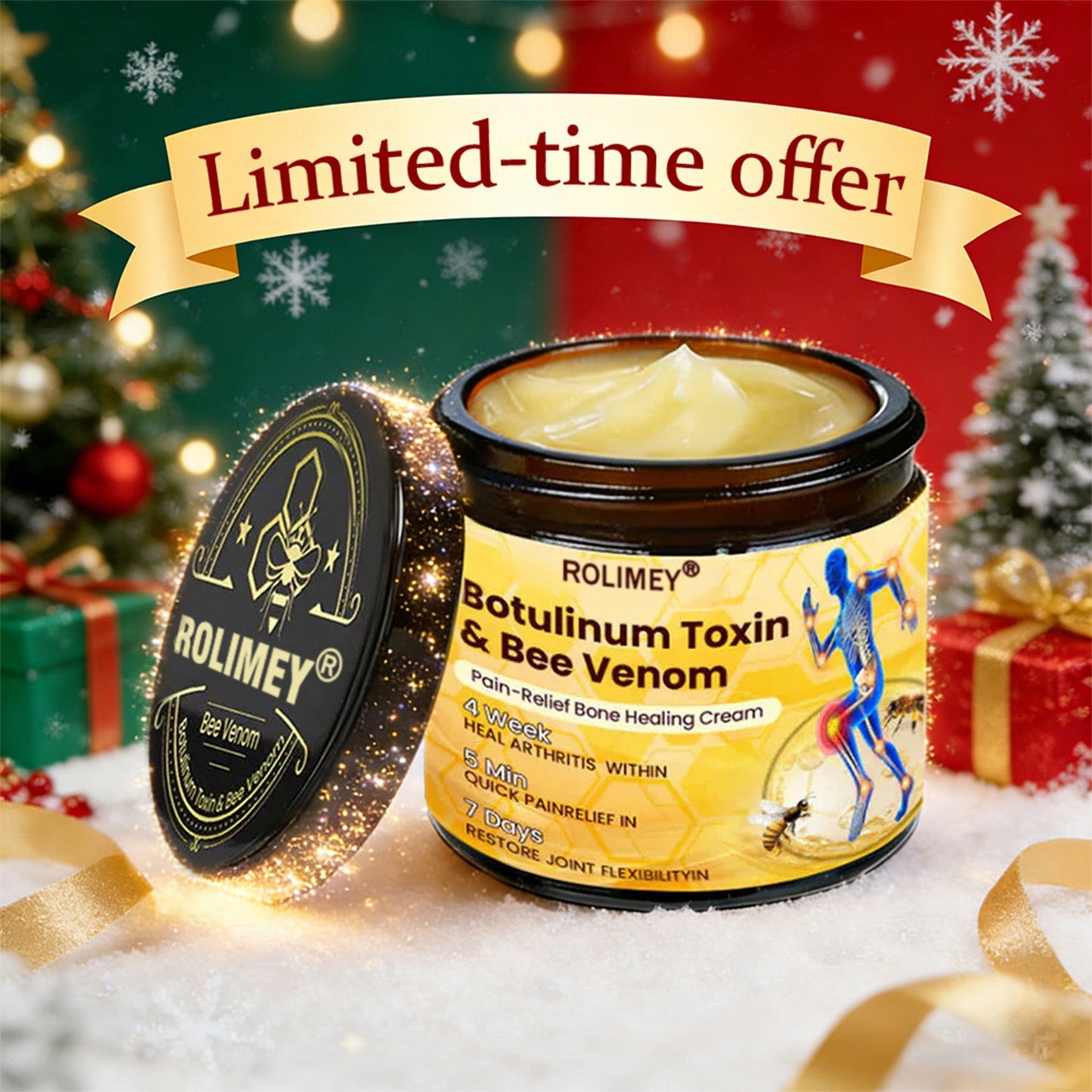 👨‍⚕️Official Shop:Rolimey® Bee Venom Pain Relief Bone Healing Cream 👨‍⚕️(Reduction of joint swelling, pain, stiffness, redness, heat, muscle soreness and joint fatigue)