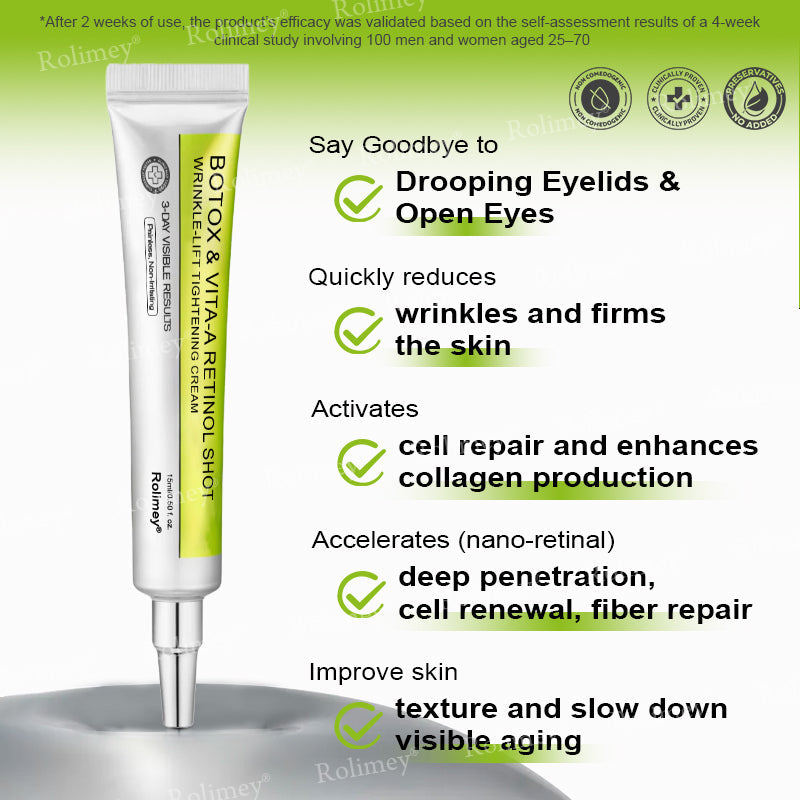 🌟👨‍⚕️Made and shipped from the UK 💫Rolimey® Botox & Vita-A Retinol Shot Wrinkle-Lift Tightening cream - Last Day Promotion 70% OFF
