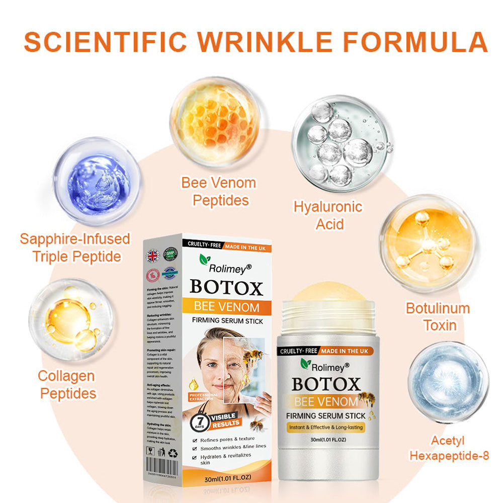 🔥Made and Shipped from UK🇬🇧 Rolimey® Argireline-infused Bee Venom Firming Serum Stick(⏳LAST DAY 70% OFF)✨💫Made and Shipped from UK🇬🇧 Rolimey® Argireline-infused Bee Venom Firming Serum Stick(⏳LAST DAY 70% OFF)✨