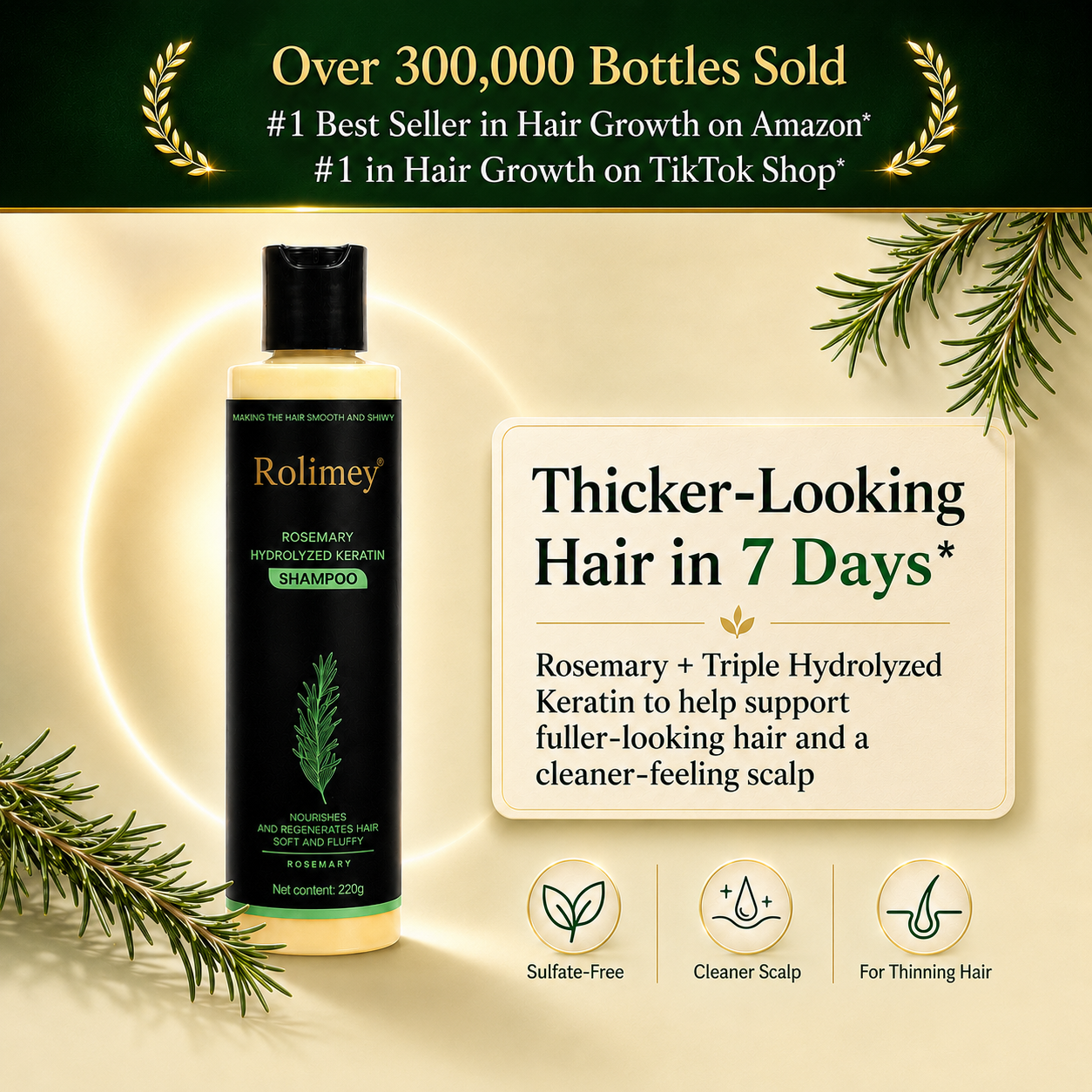 💫Rolimey® Rosemary Shampoo | Hair Growth & Anti-Dandruff Scalp Treatment